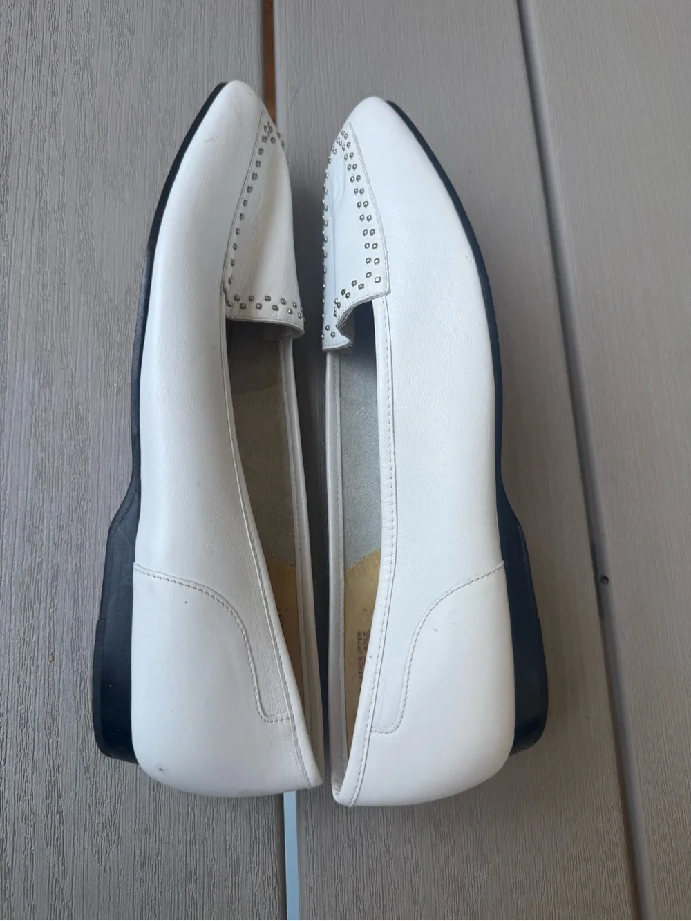 Enzo Angiolini Marusso White Leather Studded Loafers Women’s 10.5M